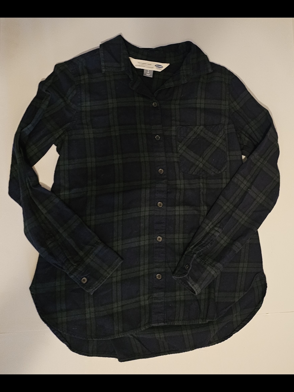 Old Navy Women's Navy Blue and Green Flannel